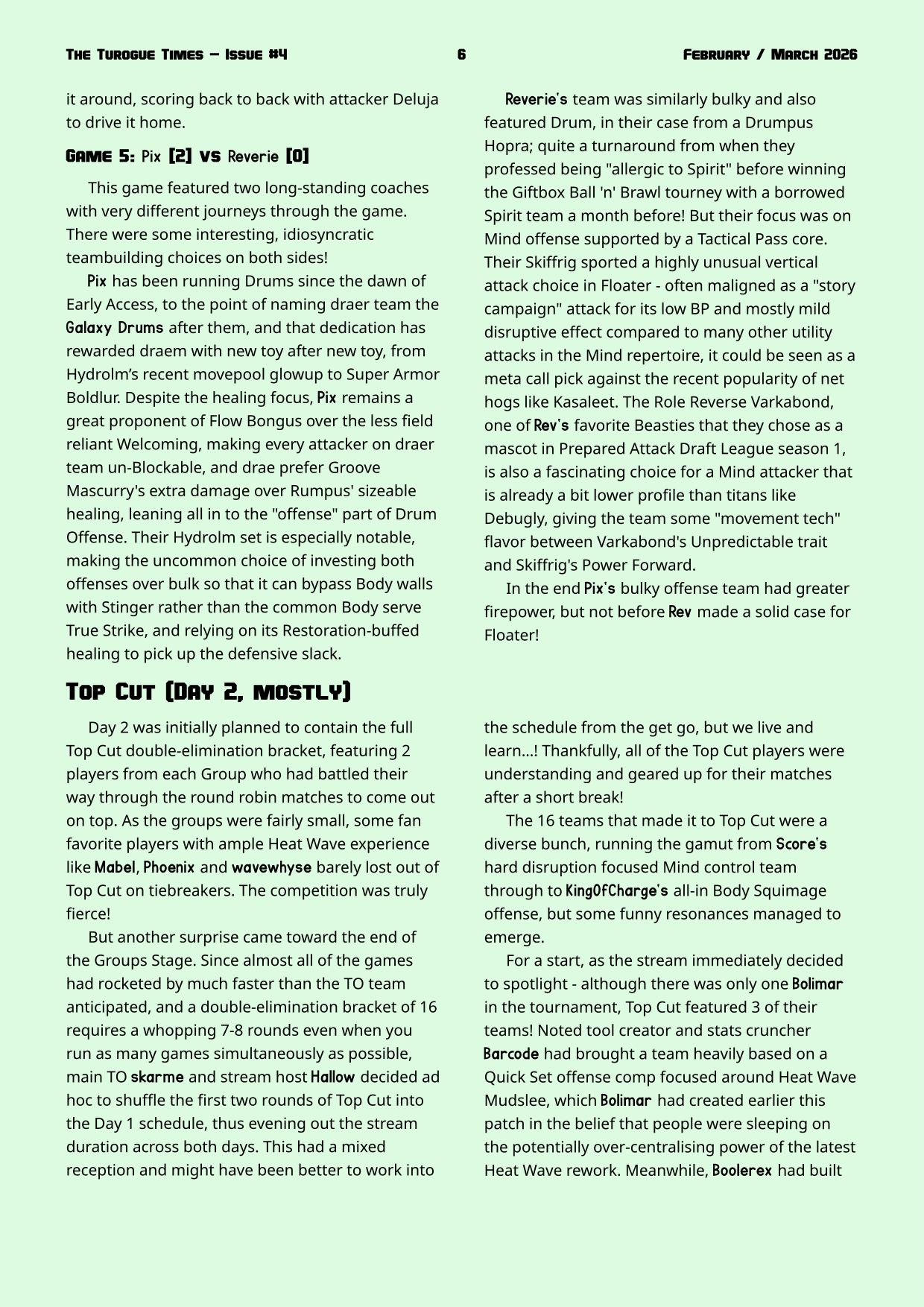 Page 6. Bring the Heat 2 tournament recap